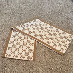 Michael Kors Brown and Cream Logo Scarf